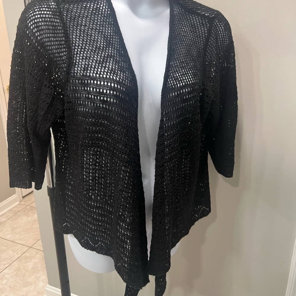 Westport Black Open-Knit Cardigan